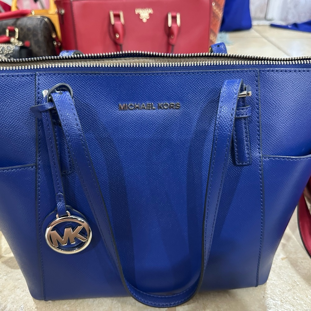 Michael Kors Blue Saffiano Leather Tote